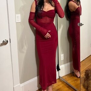 Maxi Red Off the Shoulder Dress